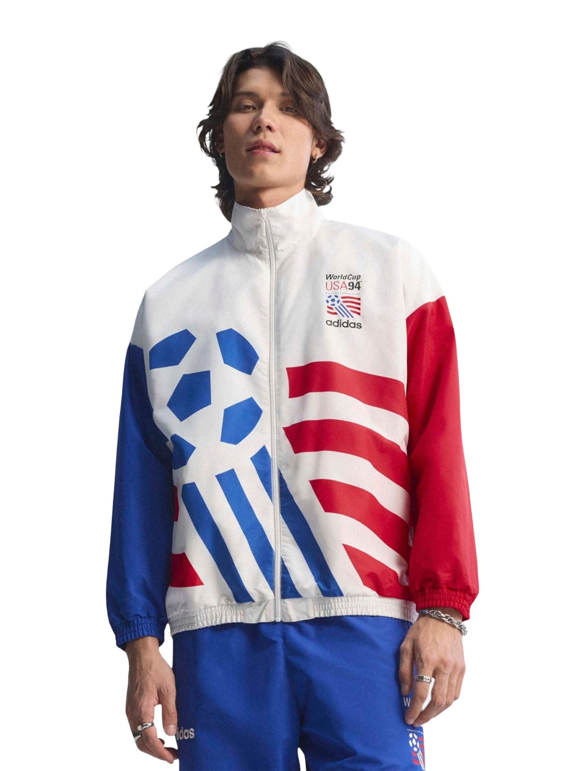 Adidas USA 94 Graphic Woven Track Jacket in Cloud White – Red
