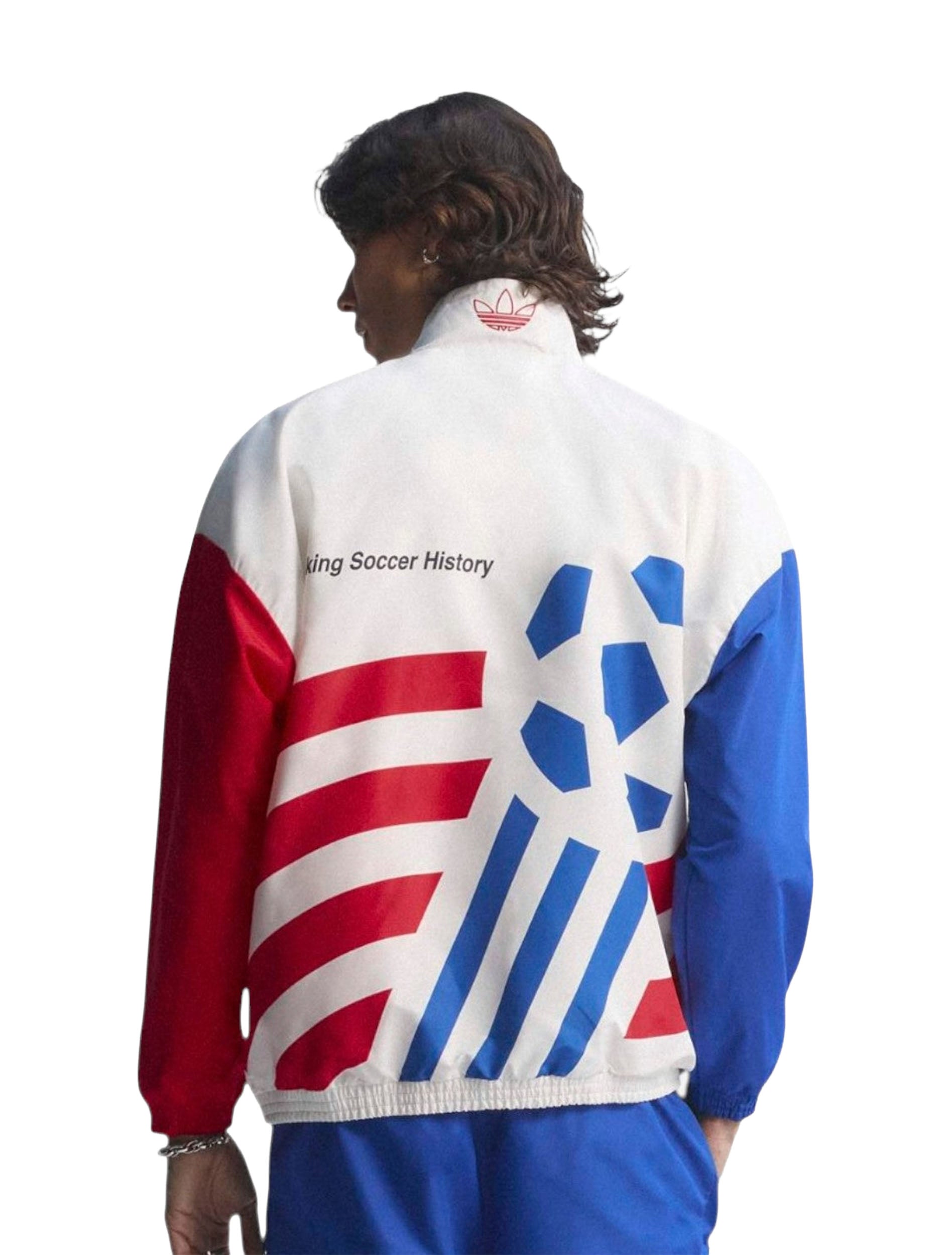 アディダス ジャケット Adidas USA 94 Graphic Woven Track Jacket in Cloud White – Red