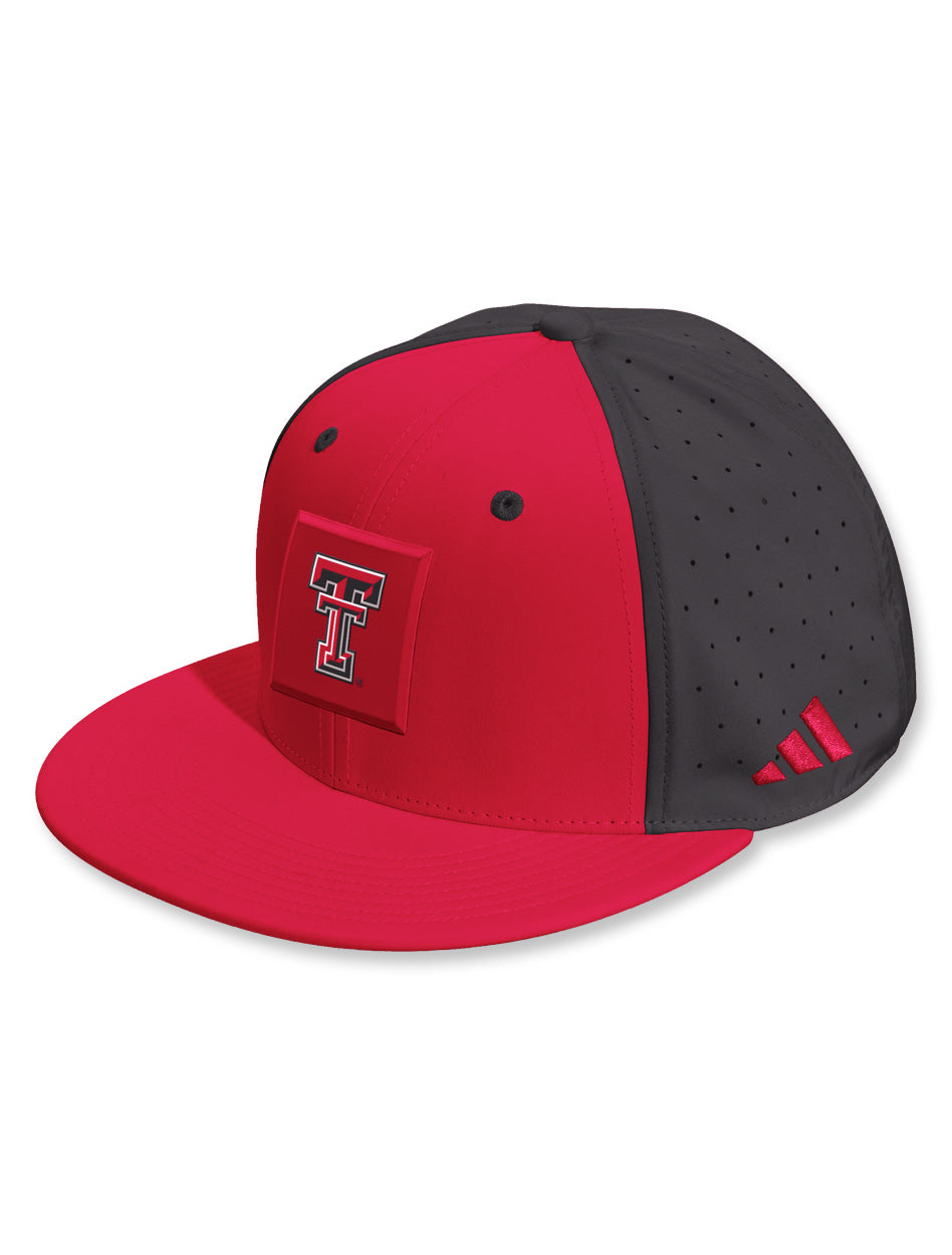 Adidas Texas Tech 2025 Sideline Patch Performance Flat Bill – Red