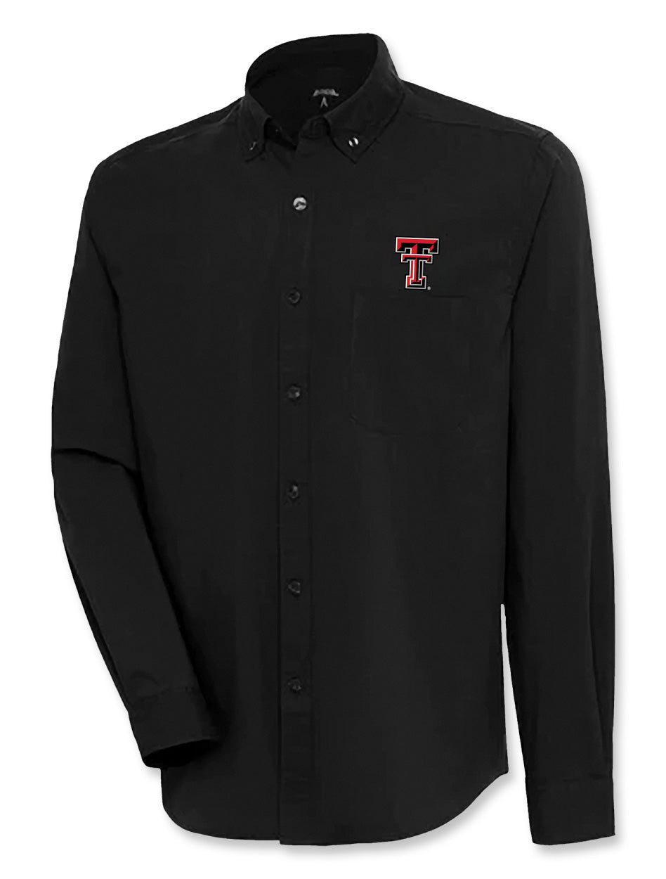texas tech dress shirt Cutter & Buck Texas Tech Red Raiders Skyline Recycled Pinstripe Womens Long Sleeve Spread Collar Dress Shirt in Elemental Grey/White