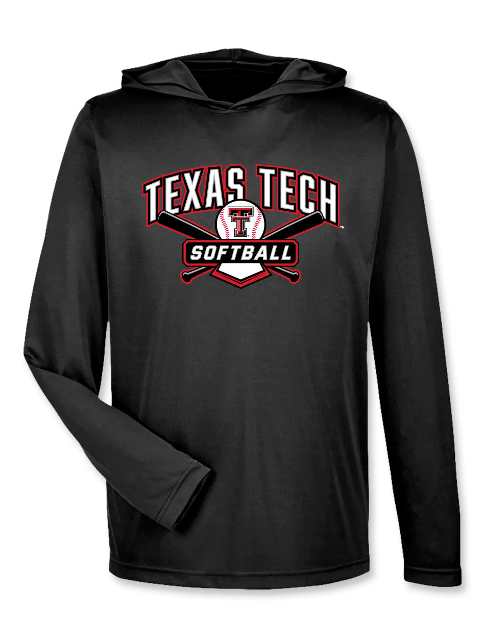 Texas Tech "Cross Bats" SOFTBALL Athletic Fabric Hooded Long Sleeve