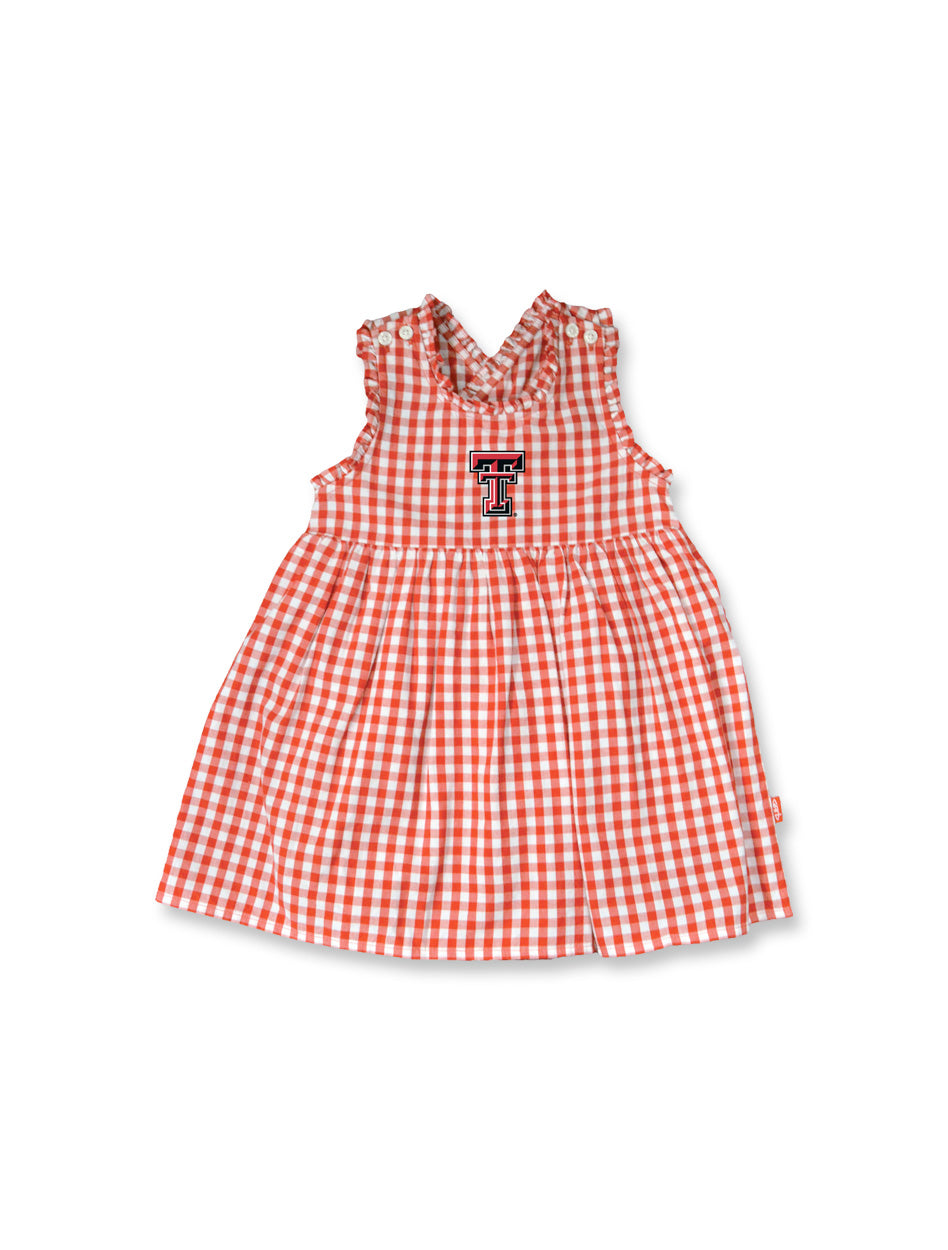 Garb Texas Tech Double T Alora Gingham Infant Dress In red, Size: 18M, Sold by Red Raider Outfitters Garb Texas Tech Double T Alora Gingham Infant Dress In red, Size: 18M, Sold by Red Raider Outfitters