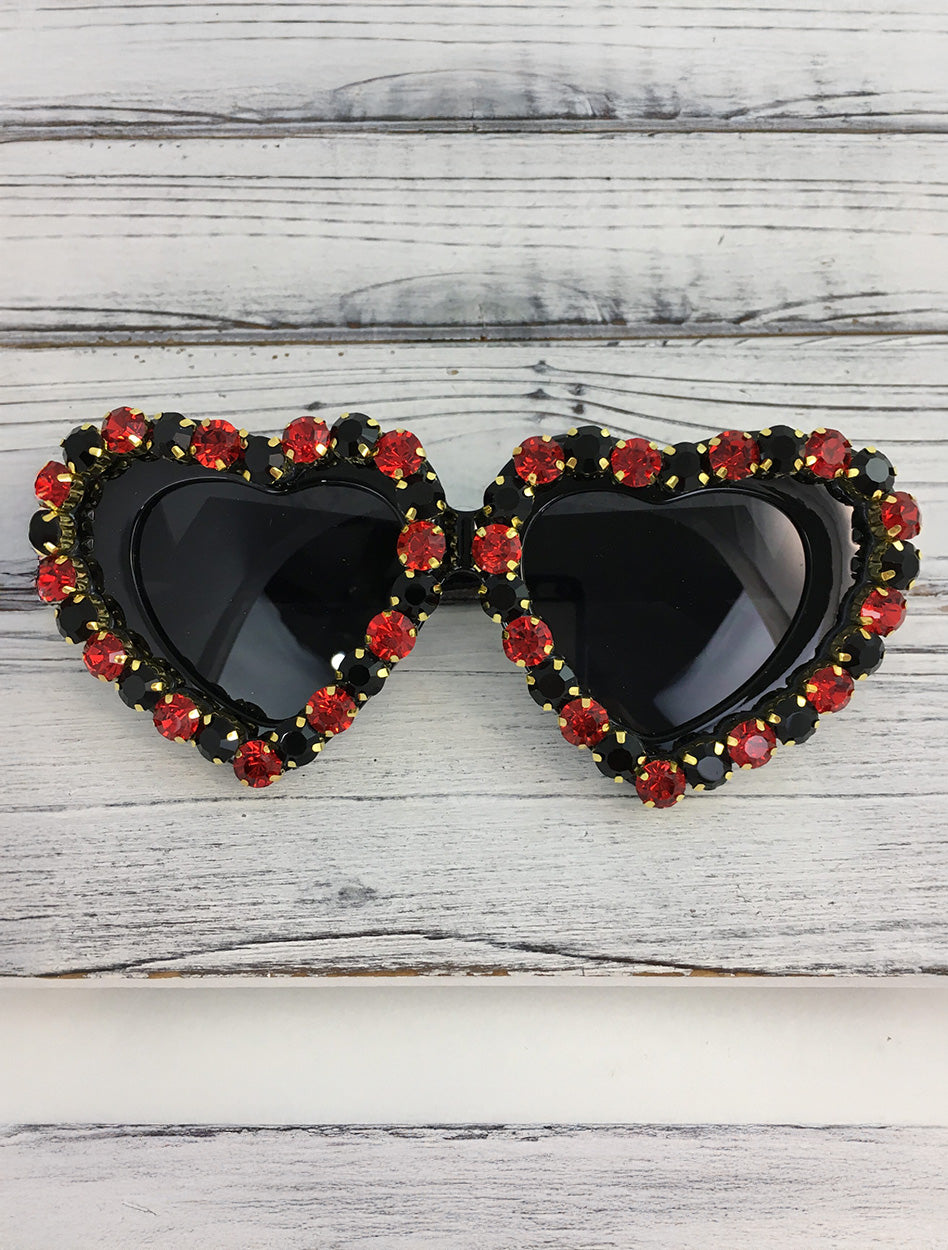 Heart Shaped Rhinestone Team Color Sunglasses – Red Raider Outfitter