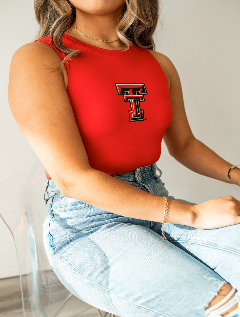 Hype Vice Texas Tech Double T Contouring Bodysuit in Red Size S Sold by Red Raider Outfitters