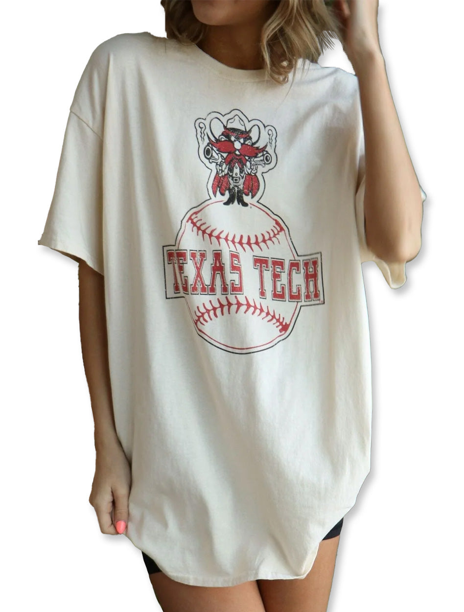 Livy Lu Texas Tech "Mascot Baseball" Thrifted Tee