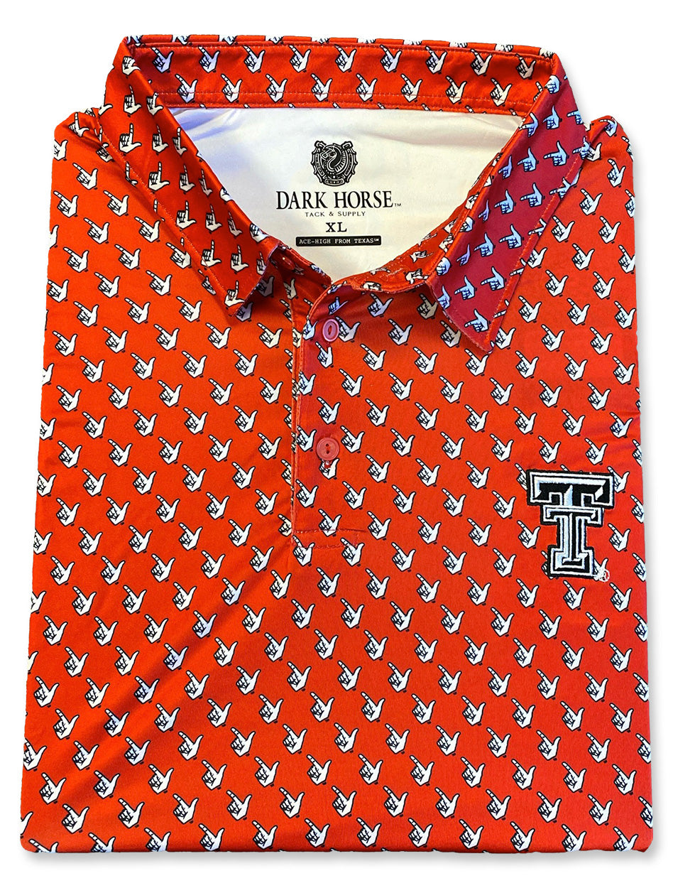 White polo shirt with orange clearance horse