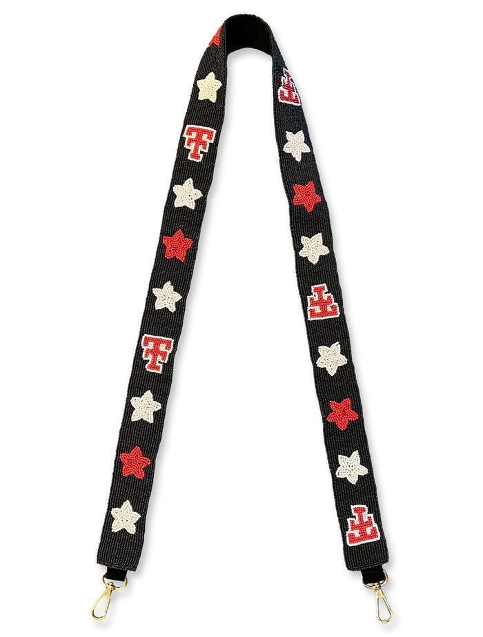 Texas Tech Dark Horse "Throwback Stars" Black Beaded Purse Strap