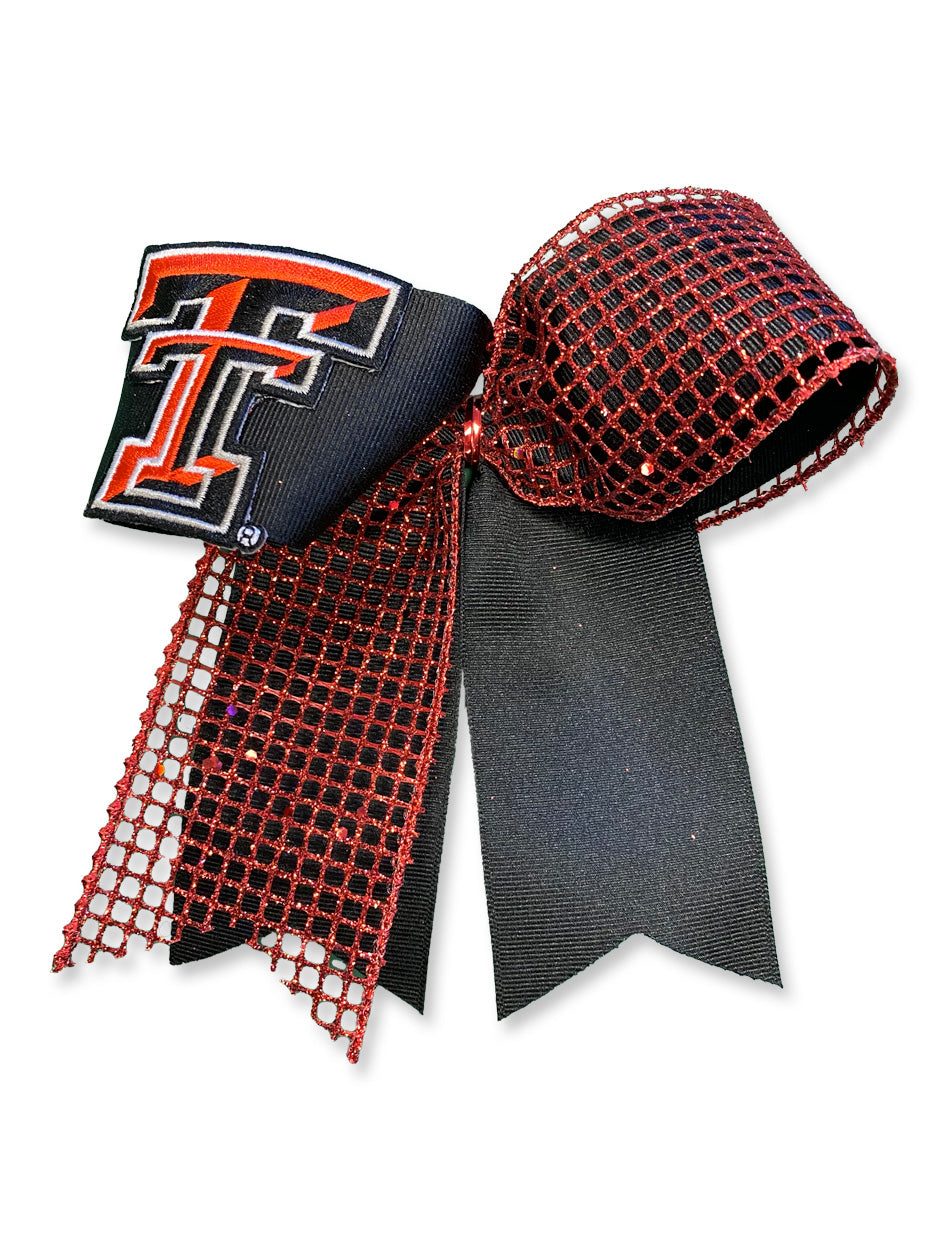 Texas Tech Double T Oversized Red Bow with Glitter Fabric
