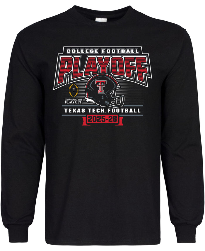 Texas Tech Red Raiders College Football Playoff (CFP) long sleeve shirt with postseason graphic and Texas Tech branding.