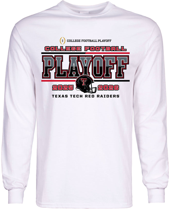 Texas Tech Red Raiders College Football Playoff (CFP) long sleeve shirt with postseason graphic and Texas Tech branding.