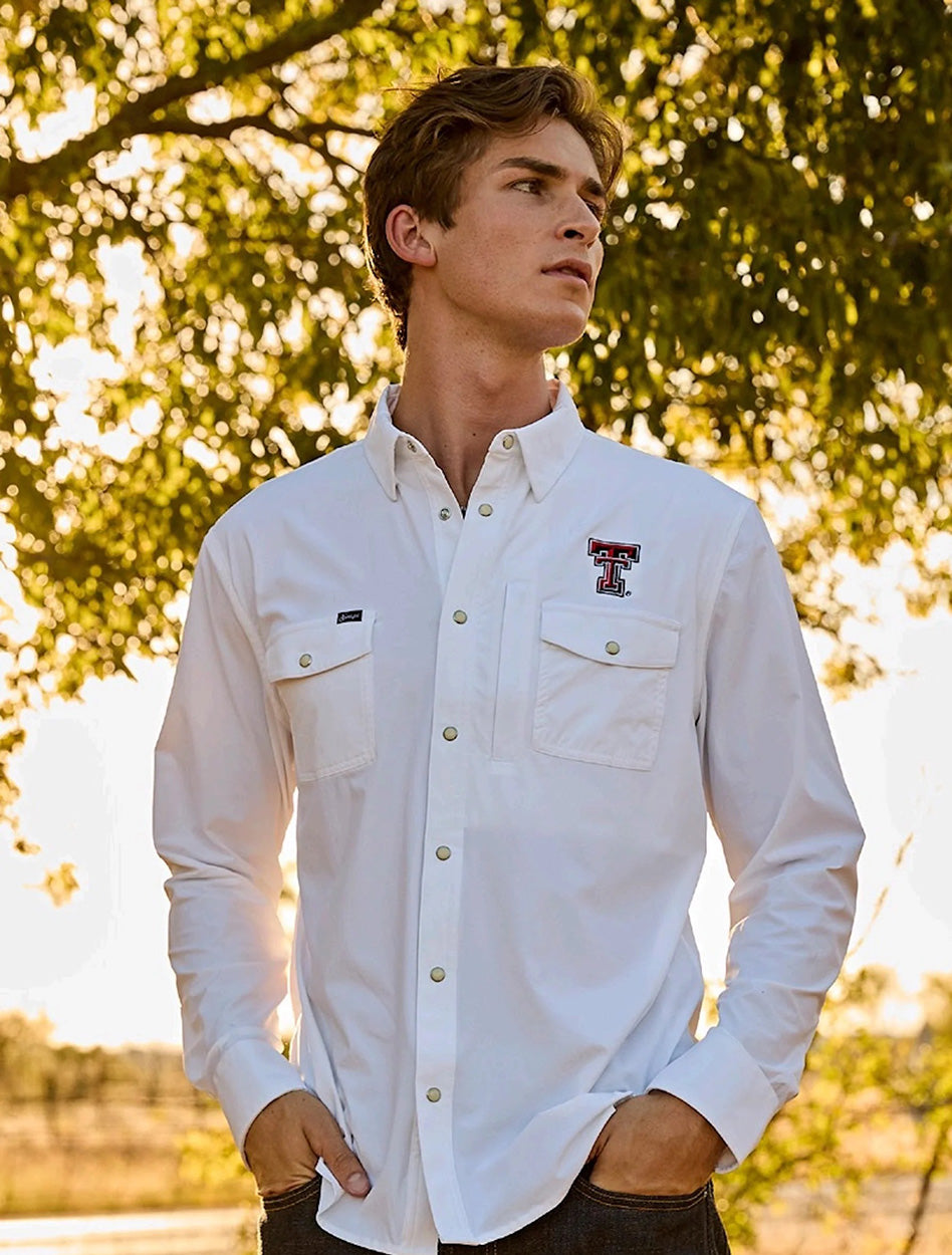Texas Tech Double T Tailgater Pearl Snap Long Sleeve Button Down Shirt In White, Size: S, Sold by Red Raider Outfitters Texas Tech Double T Tailgater Pearl Snap Long Sleeve Button Down Shirt In White, Size: S, Sold by Red Raider Outfitters