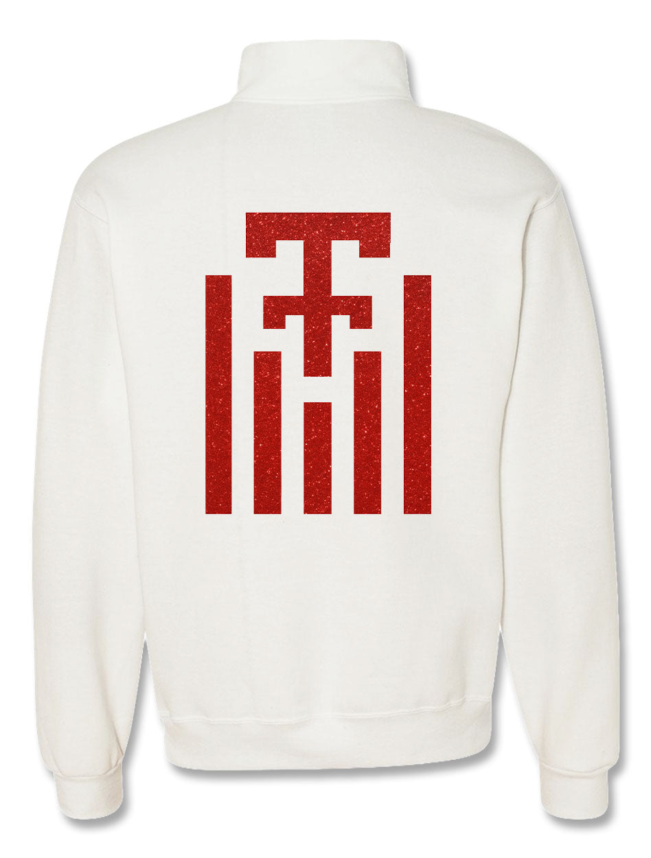 Texas Tech Glitter 100 Year Lines 1/4 Zip Pullover in Red, Size: L, Sold by Red Raider Outfitters