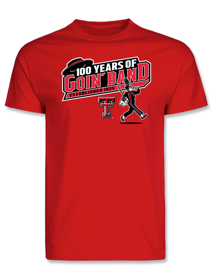 Texas Tech Men's Clothing
Texas Tech Women's Clothing
Texas Tech Men's T-Shirts
Texas Tech Women's T-Shirts
Texas Tech New Products
Texas Tech As Seen On Campus
Texas Tech Short Sleeve T-Shirts
Centennial
Women's Short Sleeve T-Shirts
T-ShirtsTexas Tech Goin’ Band shirt, Texas Tech marching band tee, Goin’ Band 100 years, Texas Tech 100th anniversary shirt, Red Raiders band apparel, Texas Tech music program shirt, Texas Tech band t-shirt, Goin’ Band from Raiderland, Texas Tech spirit wear