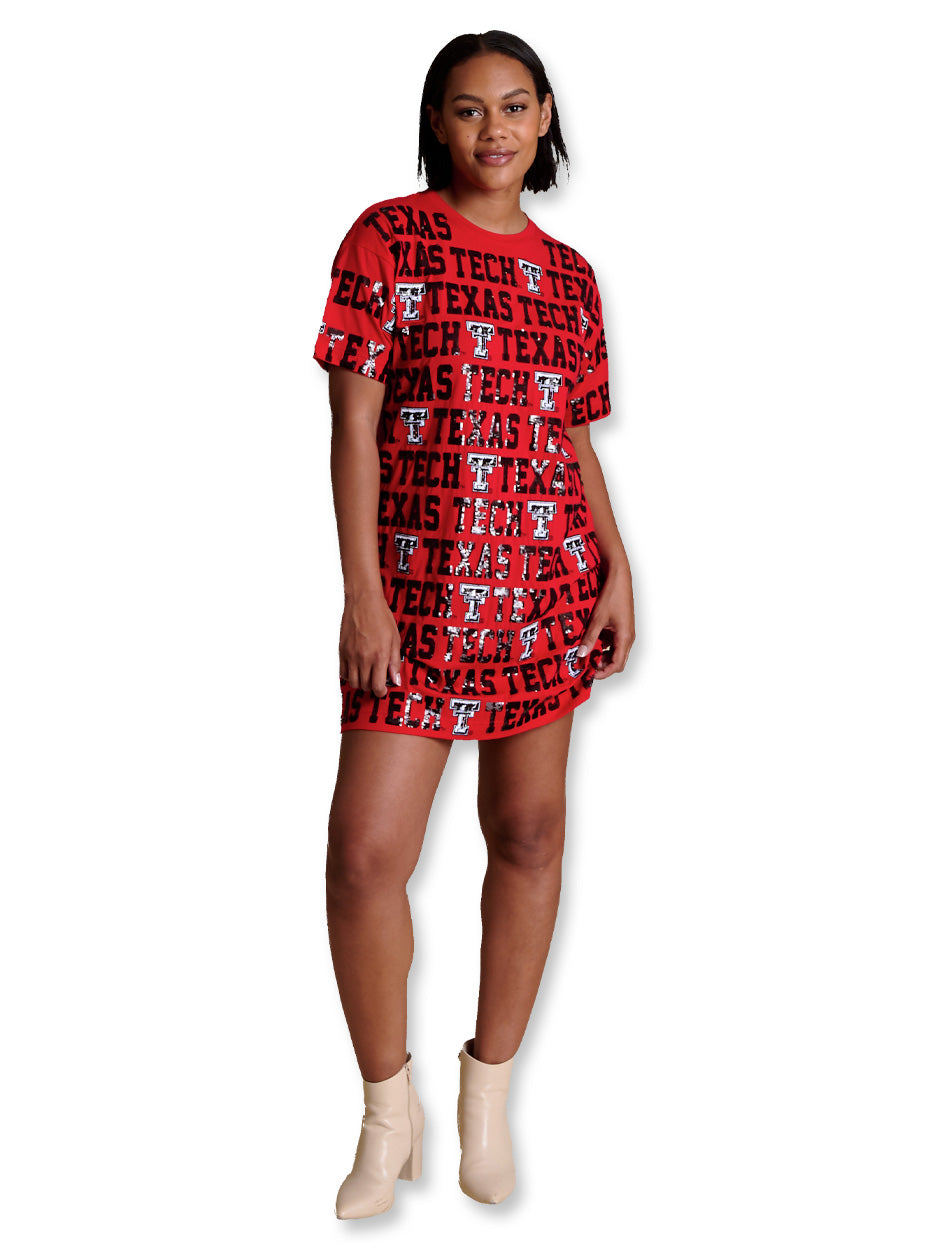 Texas Tech Stewart Simmons The Sequin Repeat T-shirt Dress In red, Size: M, Sold by Red Raider Outfitters Texas Tech Stewart Simmons The Sequin Repeat T-shirt Dress In red, Size: M, Sold by Red Raider Outfitters