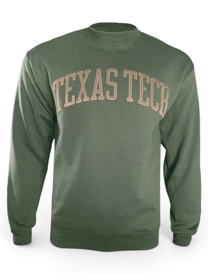 Champion Texas Tech Red Raiders Powerblend Fleece Texas Tech Olive Arch Sweatshirt – Front view