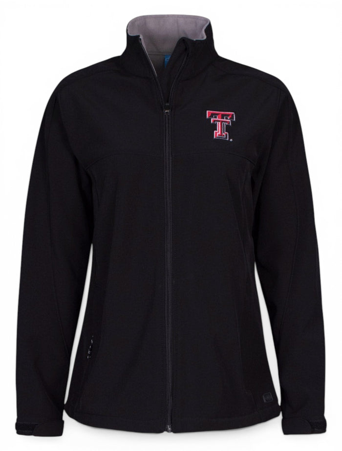 Charles River Texas Tech "Soft Shell" on Women's Black Jacket – Front view