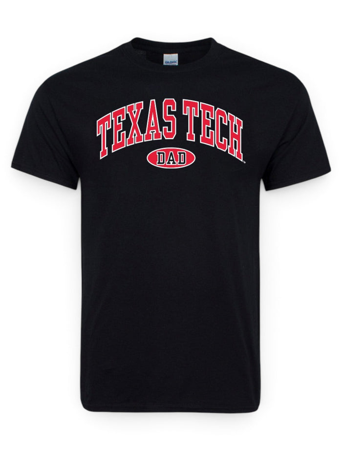 Classic Texas Tech Arch with Dad Black T-Shirt – Front view