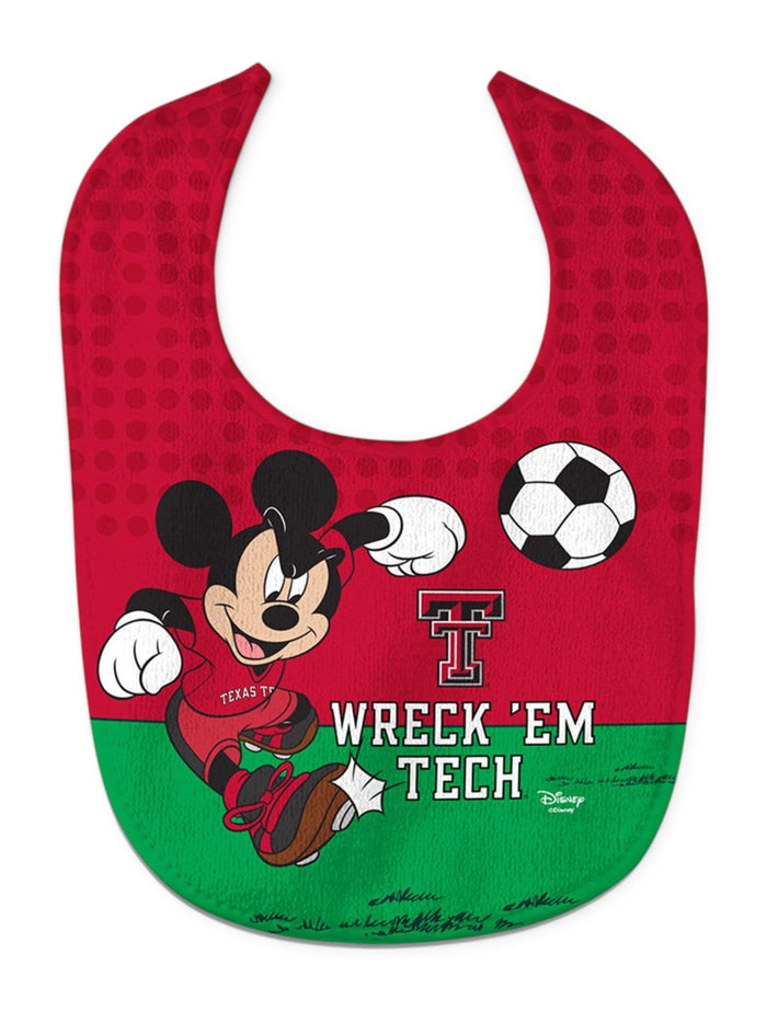 Disney x Red Raider Outfitter Texas Tech "Wreck' Em Tech" Soccer Baby Bib – Front view