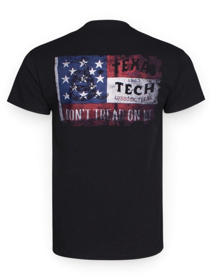 Don't Tread on Me Flag Black T-Shirt - Texas Tech – Front view