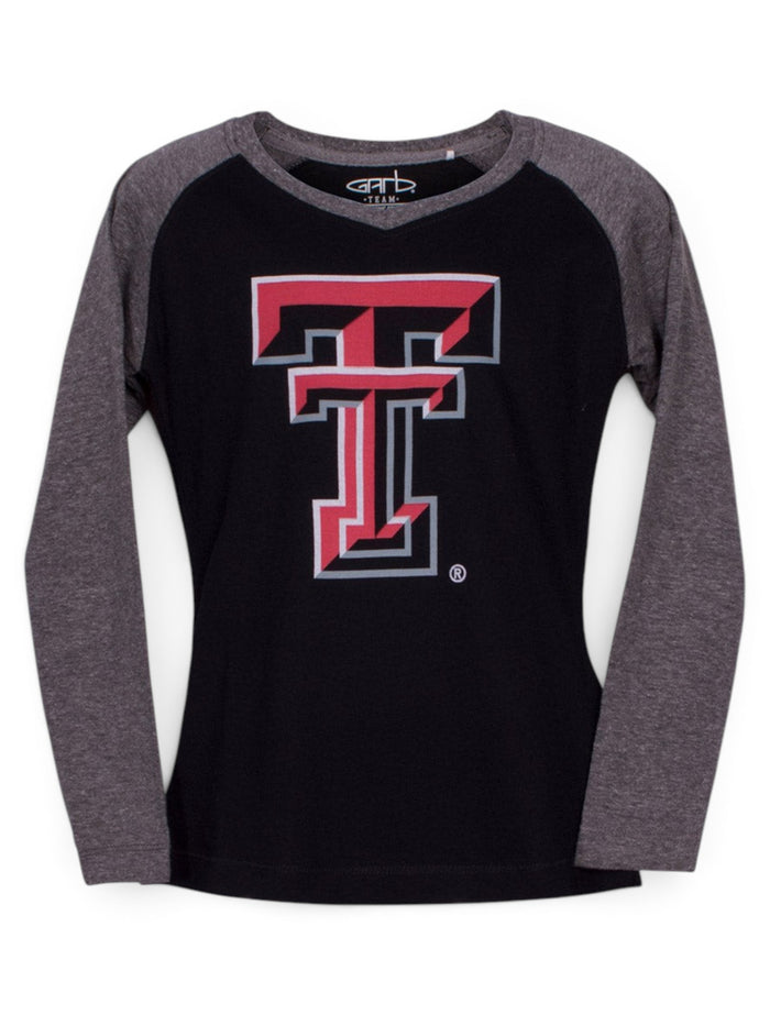 Garb Texas Tech "Courtney" TODDLER Black and Grey Long Sleeve Shirt – Front view