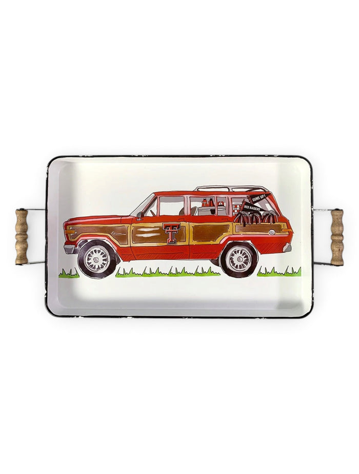 Glory Haus Texas Tech Red Raiders Double T "Wagoneer" Enamel Tray – Front view