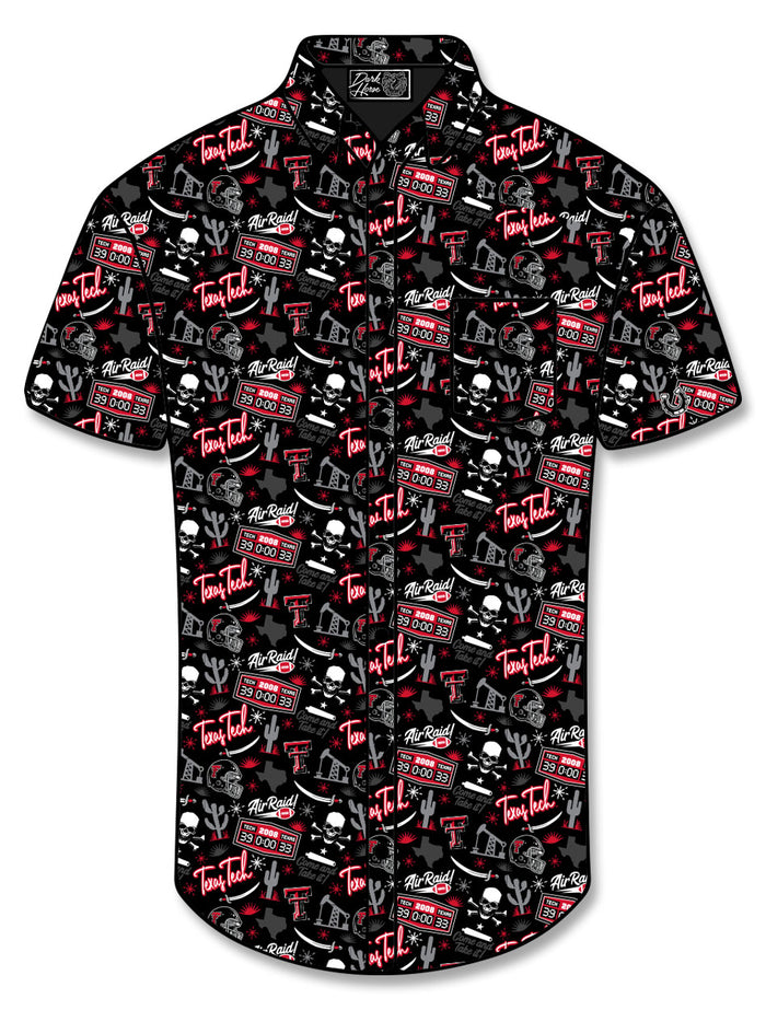 Texas Tech Dark Horse "Leach Era" Black Button Down Camp Shirt
