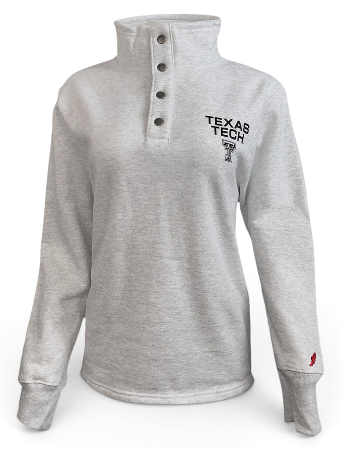 League Texas Tech Red Raiders Black and White Double T Quarter Snap Pullover – Front view