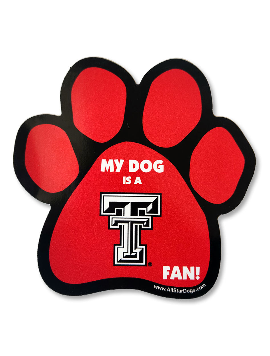 Texas Tech "My Dog is A Texas Tech Fan" Paw Print Car Magnet