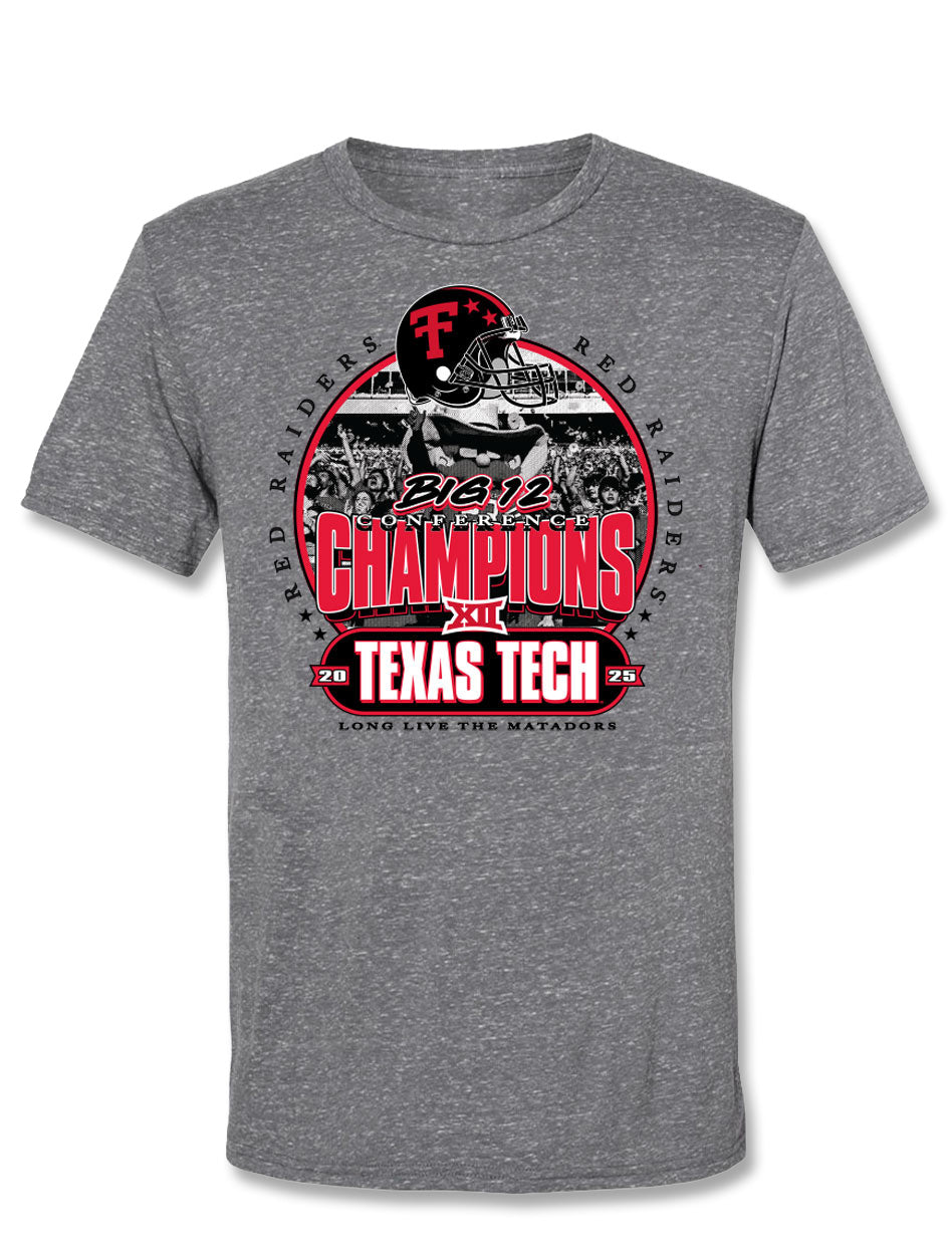 Texas Tech Big 12 CHAMPS - T-Shirt - Parade - Triblend Grey – Red