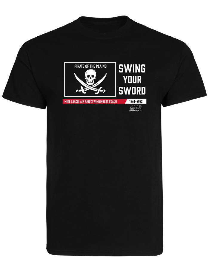 2023 Mike Leach Signature "Swing Your Sword" Black T-Shirt
