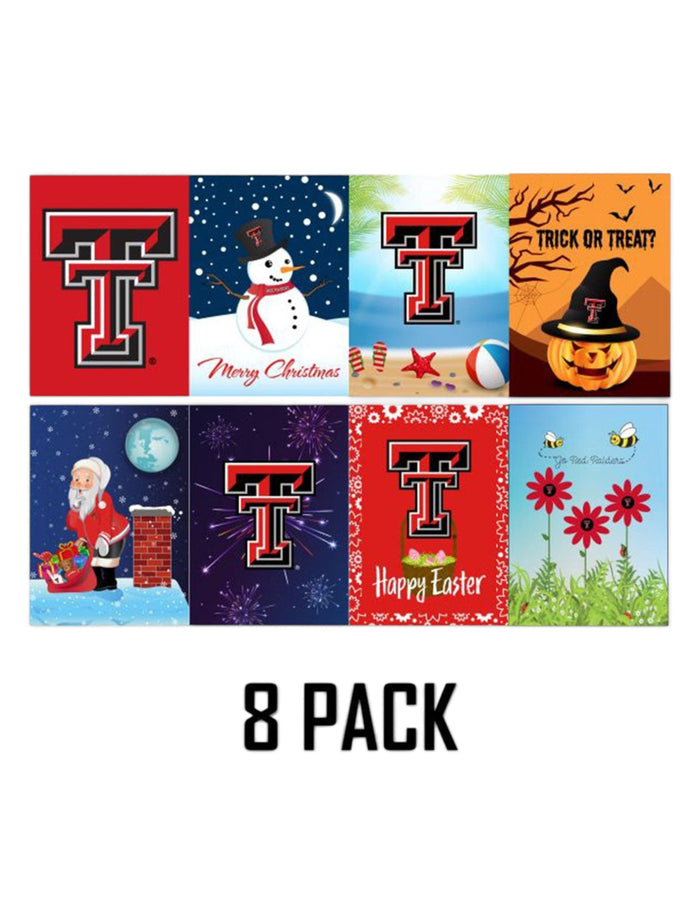 Texas Tech 8 Pack of Seasonal Garden Flags – Front view
