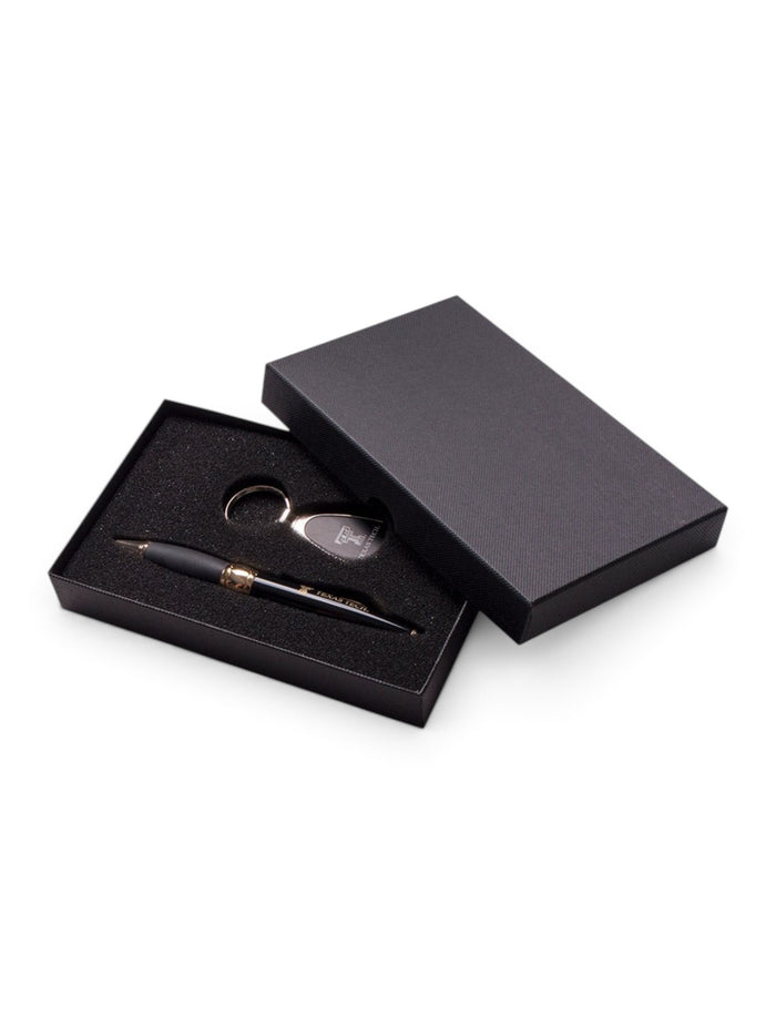 Texas Tech Ballpoint Pen and Teardrop Keychain Gift Set – Black front view