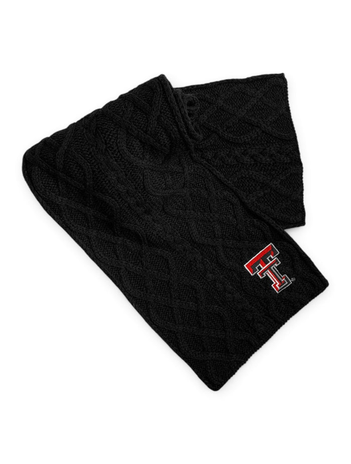 Texas Tech Black Double T "Circle" Scarf – Front view
