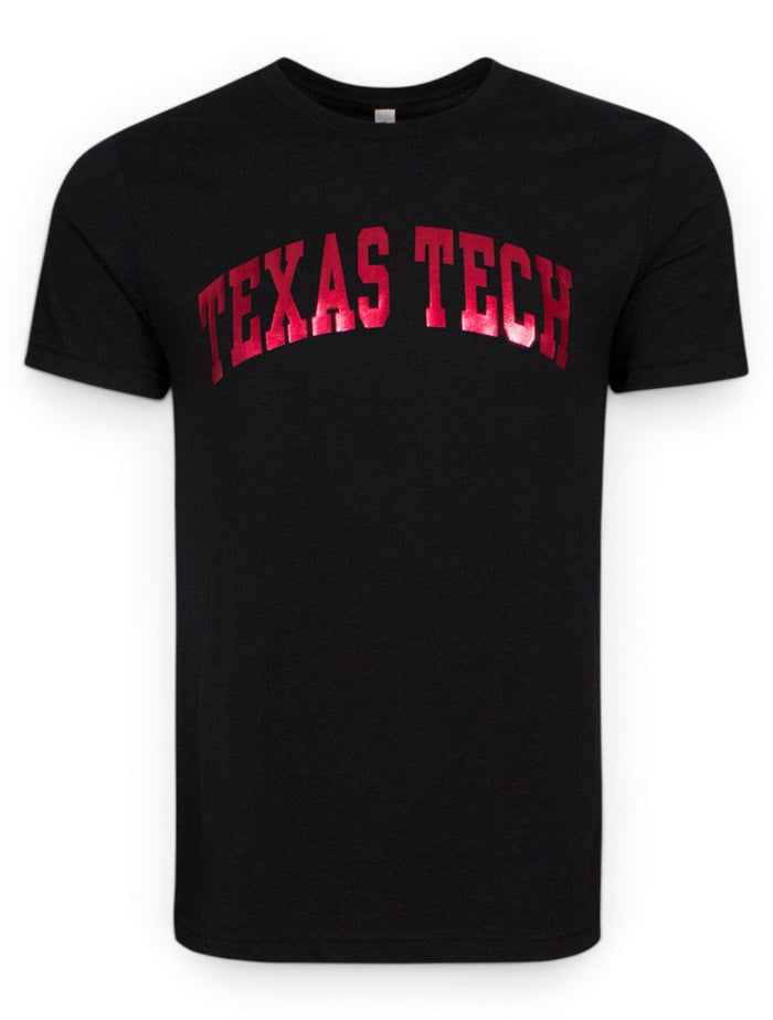 Texas Tech Classic Arch in Red Foil on Triblend T-Shirt – Front view