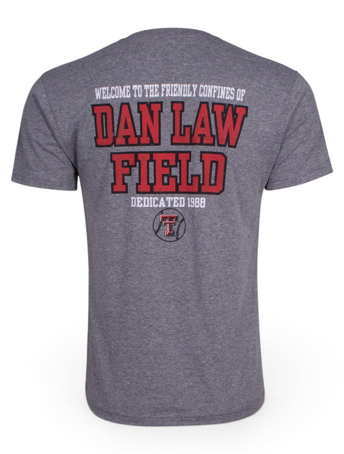 Texas Tech Dan Law Field Baseball Heather Grey T-Shirt – Front view