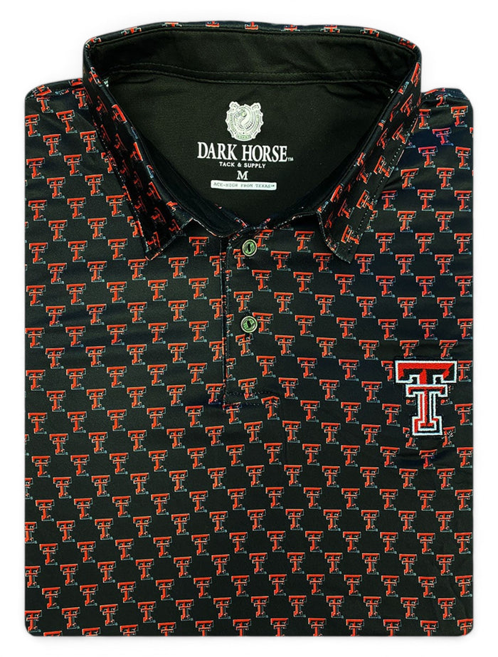 Texas Tech Dark Horse "Double T" Premium Black Men's Polo – Front view