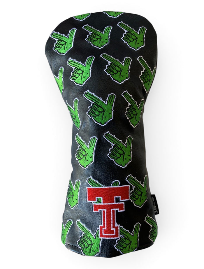 Texas Tech Dark Horse "Guns Up Cactus" Golf Driver Head Cover – Front view