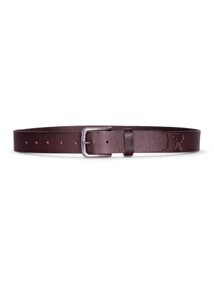 Texas Tech Embossed Double T Leather Belt – Front view
