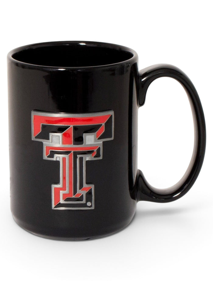 Texas Tech Enamel Double T Emblem Coffee Mug – Black front view