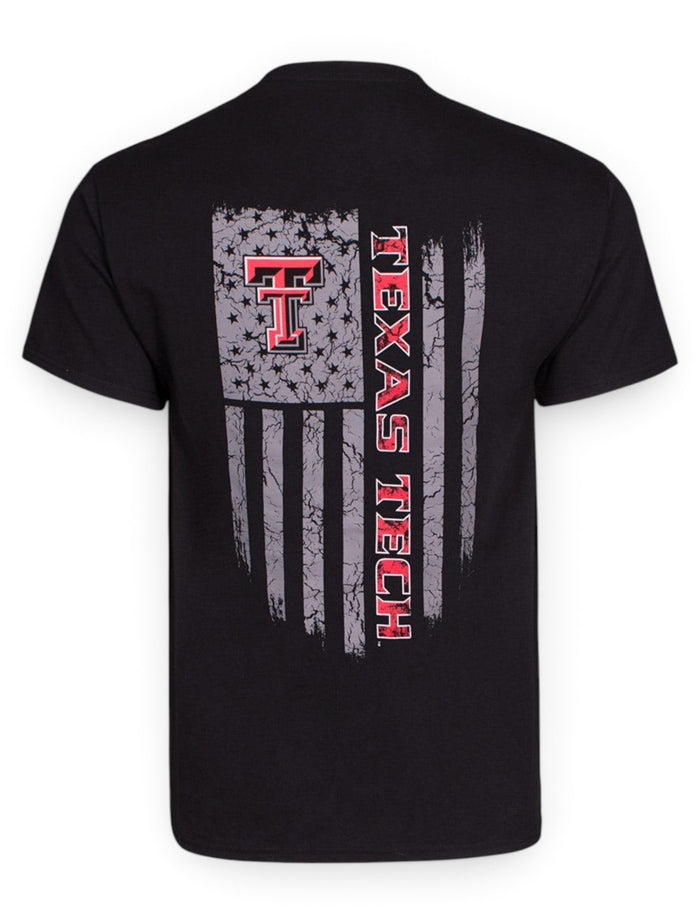 Texas Tech Fatigue Flag on Black T-Shirt – Front view