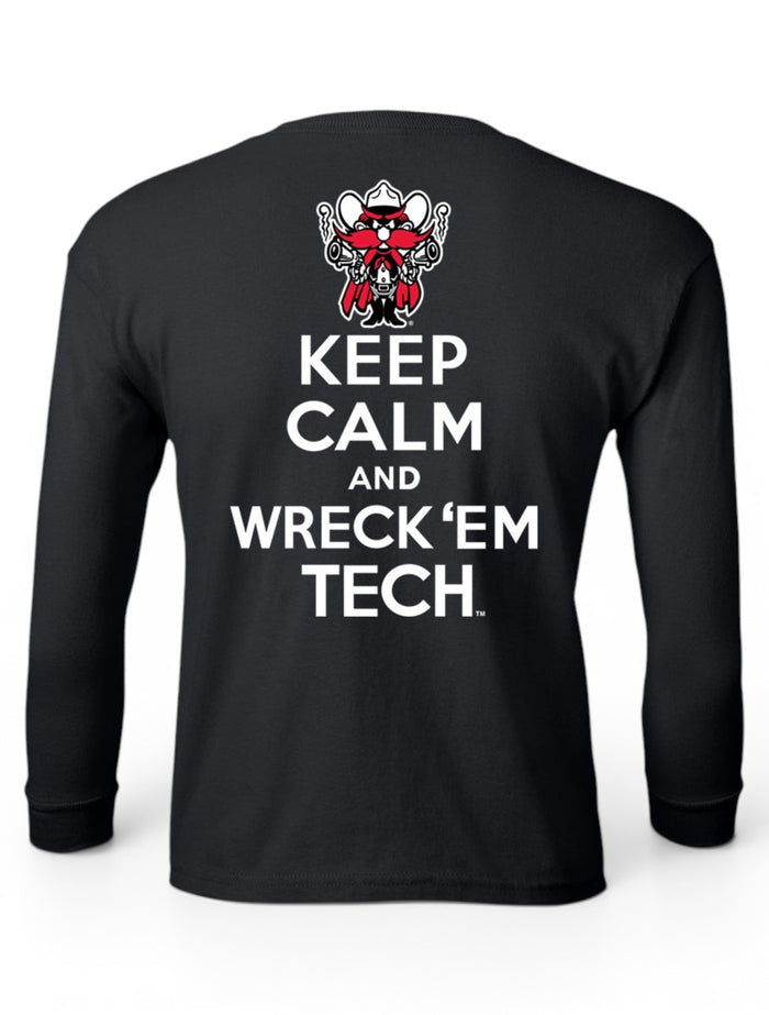 Texas Tech "Keep Calm & Wreck'em" YOUTH Longs Sleeve T-shirt – Front view