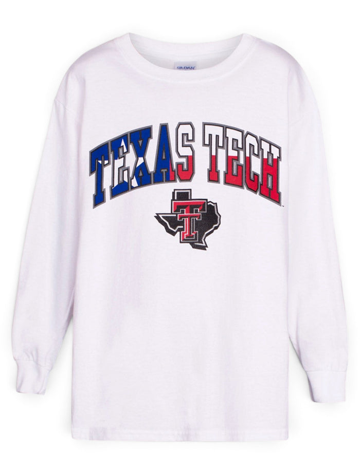 Texas Tech Lone Star Pride on YOUTH White Long Sleeve – Front view
