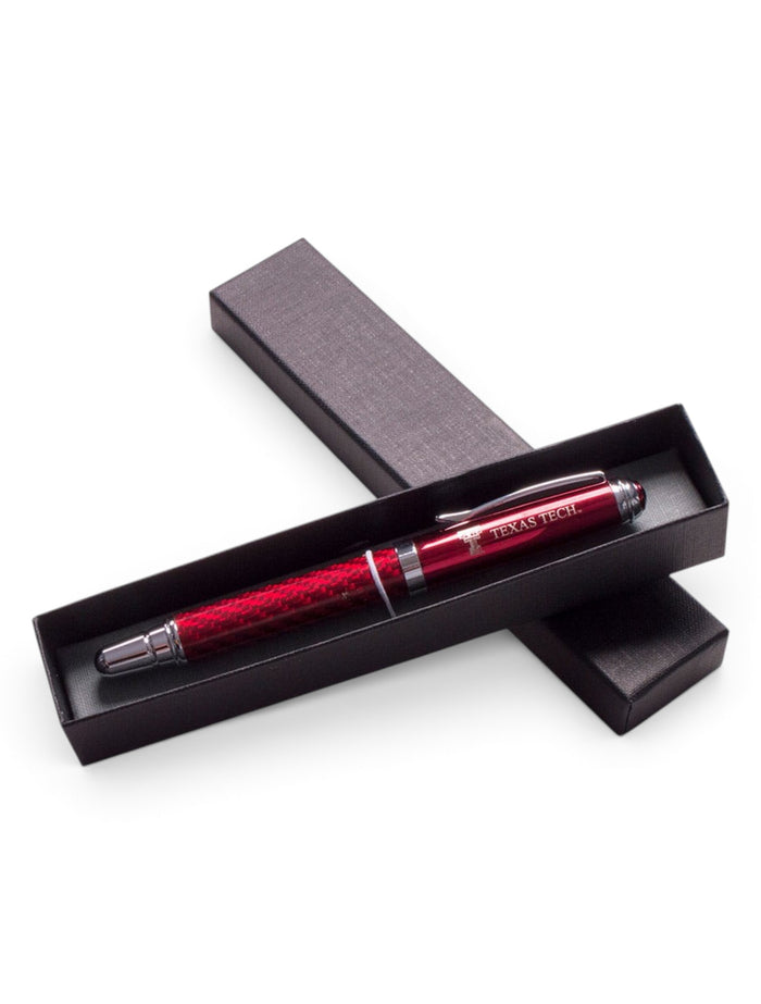 Texas Tech on Capped Carbon Fiber Pen – Red front view