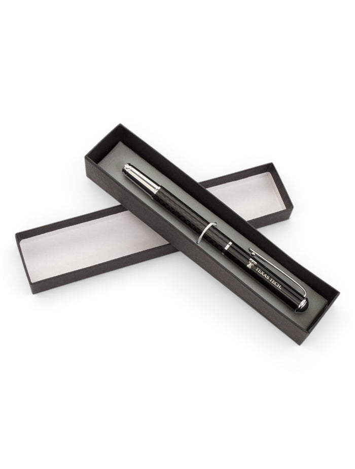 Texas Tech on Carbon Fiber Pen – Black front view