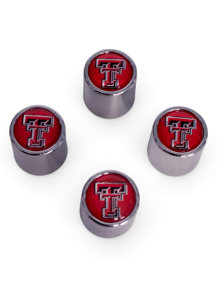 Texas Tech Red Double T Automotive Valve Stem Caps – Front view