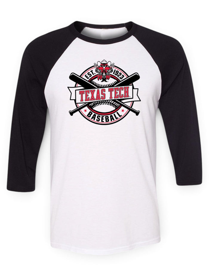 Texas Tech Red Raiders Baseball "Right Off the Bat" Raglan – Front view