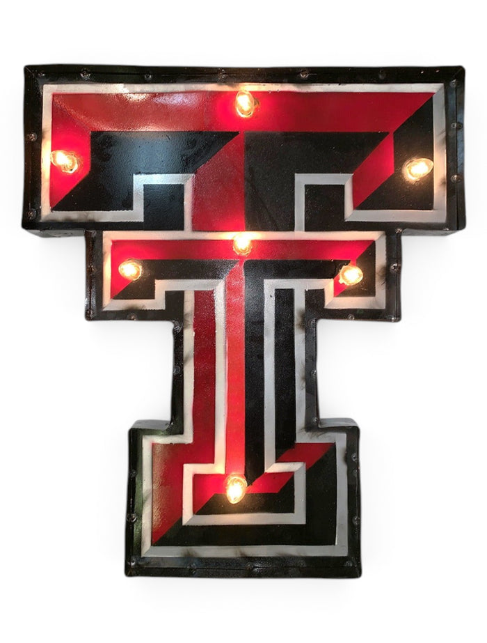 Texas Tech Red Raiders Double T Illuminated Metal Wall Decor – Front view