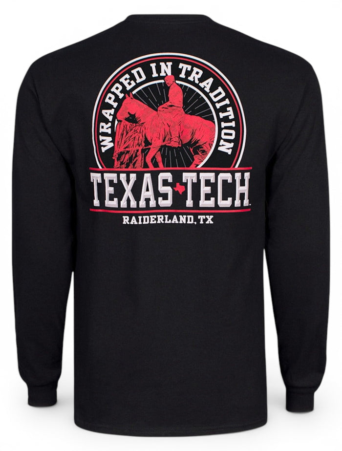 Texas Tech Red Raiders Double T "Will Rogers Wrapped In Traditions" Black Long Sleeve T-shirt – Front view