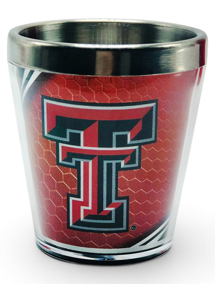 Texas Tech Red Raiders Double T with Masked Rider Shot Glass – Front view