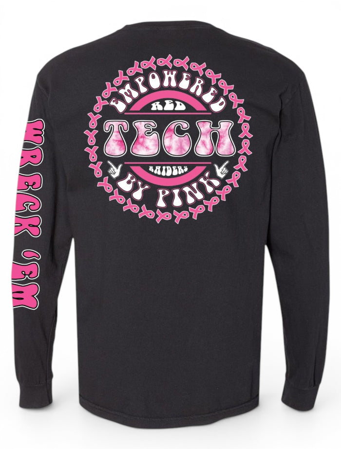 Texas Tech Red Raiders Empowered by Pink Breast Cancer Awareness Long Sleeve T-Shirt – Front view